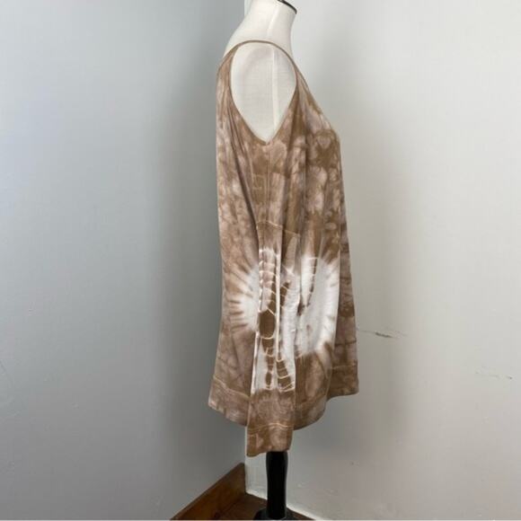 PPLA Petra Tan & White Tie Dye Cold Shoulder Long Sleeve Top Large - Picture 7 of 8